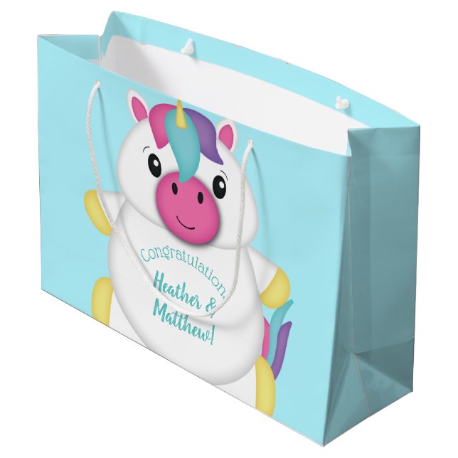 Unicorn Baby Shower Large Gift Bag (Back Angled)