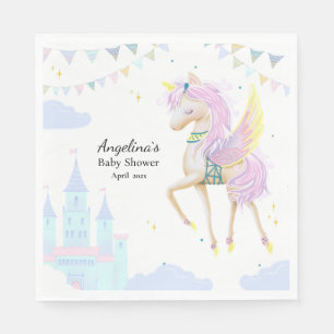 Unicorn baby shower paper napkins. napkin