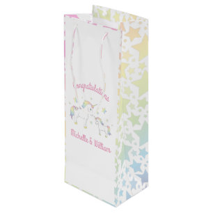 Unicorn Baby Shower Pastel Rainbow Cute Wine Gift Bag