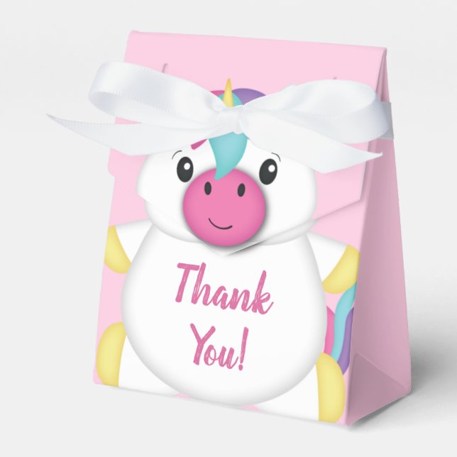 Unicorn Baby Shower Pink Favor Box (Front Side)