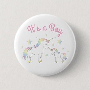 Unicorn Baby Shower Rainbow Pastel 2 Inch Round Button