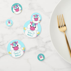 Unicorn Baby Shower Teal Confetti