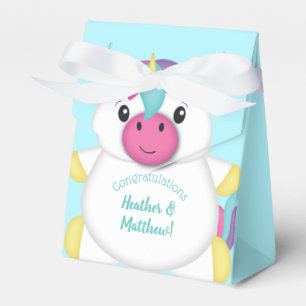 Unicorn Baby Shower Teal Favor Box