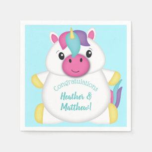 Unicorn Baby Shower Teal Napkin