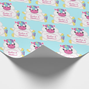 Unicorn Baby Shower Teal Wrapping Paper
