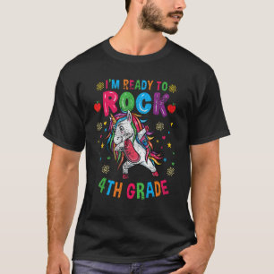 Unicorn Back To School Im Ready To Rock 4th Grade T-Shirt