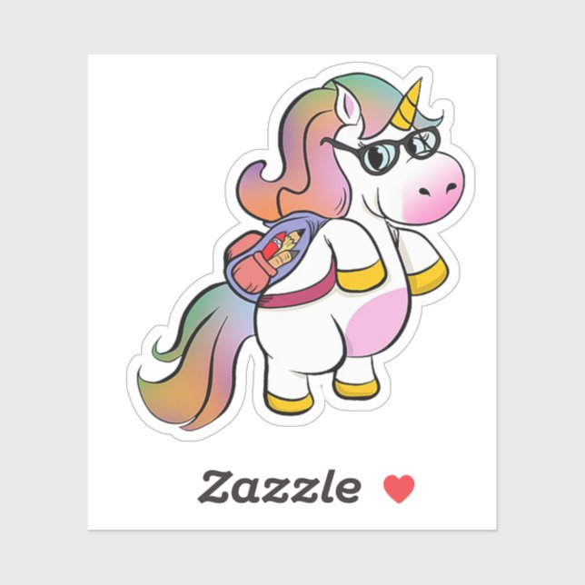 Unicorn Backpack School Sticker for Kids (Sheet)