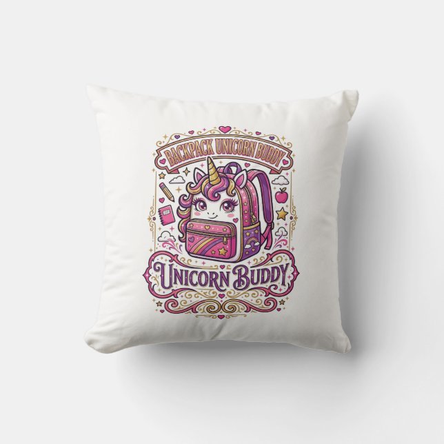 Unicorn Backpack Unicorn Buddy Stylish Merch Desig Throw Pillow (Front)