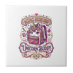 Unicorn Backpack Unicorn Buddy Stylish Merch Desig Tile