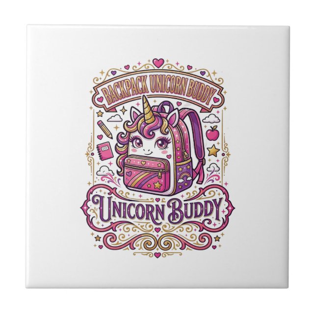 Unicorn Backpack Unicorn Buddy Stylish Merch Desig Tile (Front)