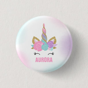 Unicorn Badge Unicorn Favour Party Pin Pink & Gold