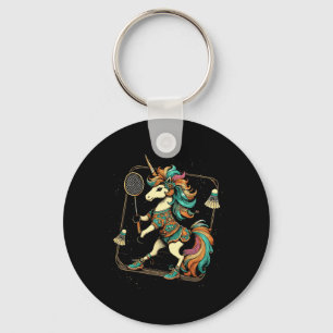 Unicorn Badminton Player Shuttle 1 Keychain