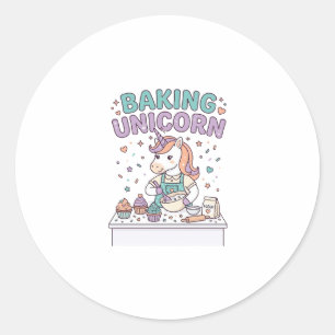 Unicorn Baking Unicorn Trendy Product Graphic_1 Classic Round Sticker