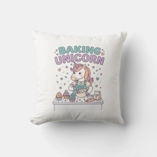 Unicorn Baking Unicorn Trendy Product Graphic_1 Throw Pillow