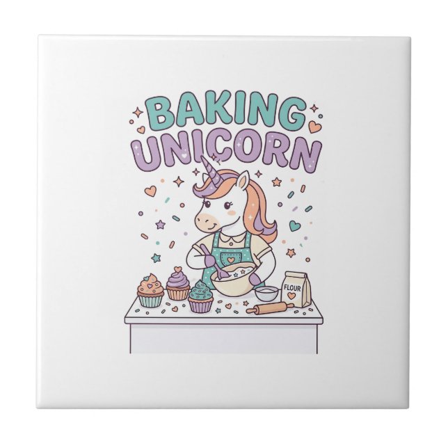 Unicorn Baking Unicorn Trendy Product Graphic_1 Tile (Front)