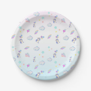 Unicorn balloon rainbow gradient  birthday party  paper plate