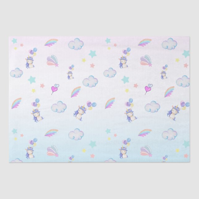Unicorn balloon rainbow gradient  birthday party  tissue paper (Front)