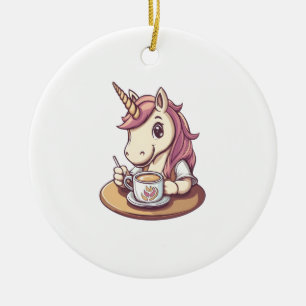 Unicorn Barista (1) Ceramic Ornament