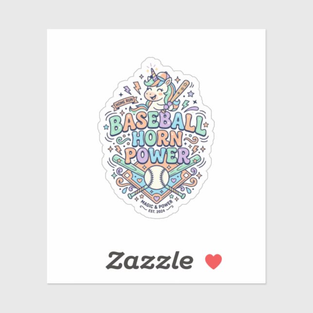 Unicorn Baseball Horn Power Kawaii Vector Design_1 (Sheet)