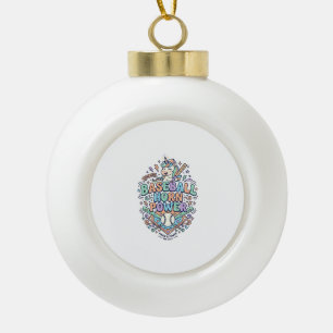 Unicorn Baseball Horn Power Kawaii Vector Design_1 Ceramic Ball Christmas Ornament