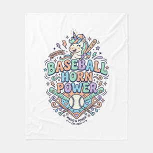 Unicorn Baseball Horn Power Kawaii Vector Design_1 Fleece Blanket