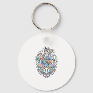 Unicorn Baseball Horn Power Kawaii Vector Design_1 Keychain