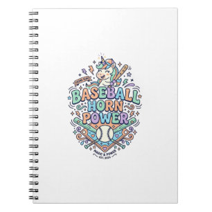 Unicorn Baseball Horn Power Kawaii Vector Design_1 Notebook