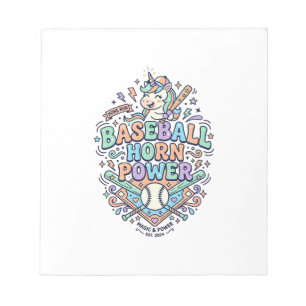 Unicorn Baseball Horn Power Kawaii Vector Design_1 Notepad