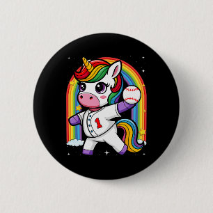 Unicorn Baseball Rainbow Baseball Lover I Unicorn  2 Inch Round Button