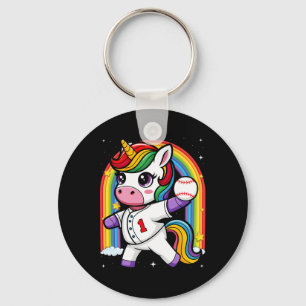 Unicorn Baseball Rainbow Baseball Lover I Unicorn Keychain