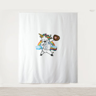 Unicorn Baseball Unicorn Playing Baseball Unicorn  Tapestry