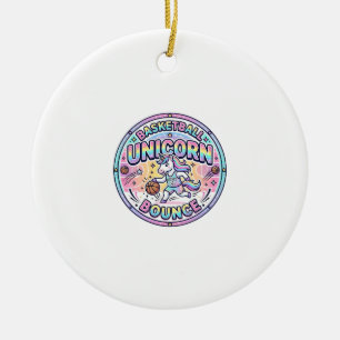 Unicorn Basketball Unicorn Bounce Funny Shirt Grap Ceramic Ornament