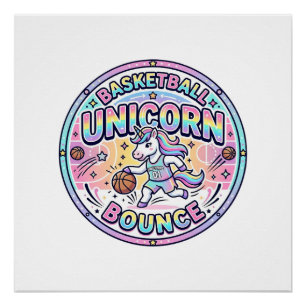 Unicorn Basketball Unicorn Bounce Funny Shirt Grap Poster