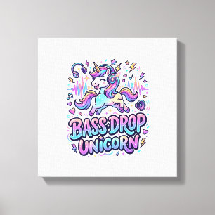 Unicorn Bass Drop Unicorn Gift Idea Typography Des Canvas Print
