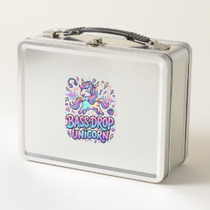 Unicorn Bass Drop Unicorn Gift Idea Typography Des Metal Lunch Box