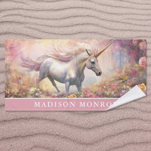 Unicorn Bath Towel with Custom Name