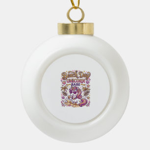 Unicorn Beach Day Unicorn Babe Stylish Zazzle Desi Ceramic Ball Christmas Ornament
