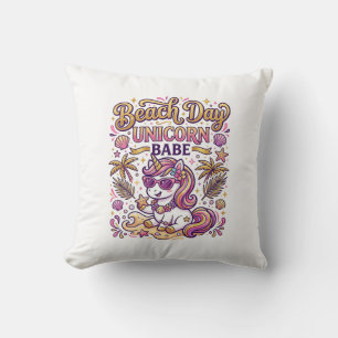 Unicorn Beach Day Unicorn Babe Stylish Zazzle Desi Throw Pillow