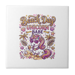 Unicorn Beach Day Unicorn Babe Stylish Zazzle Desi Tile
