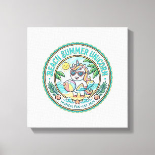 Unicorn Beach Summer Unicorn POD Ready Apparel Gra Canvas Print