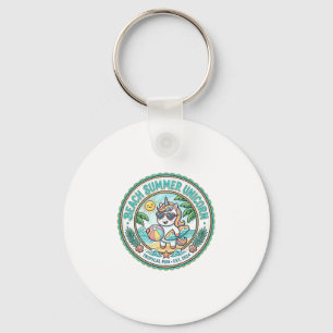 Unicorn Beach Summer Unicorn POD Ready Apparel Gra Keychain