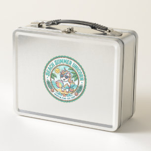 Unicorn Beach Summer Unicorn POD Ready Apparel Gra Metal Lunch Box