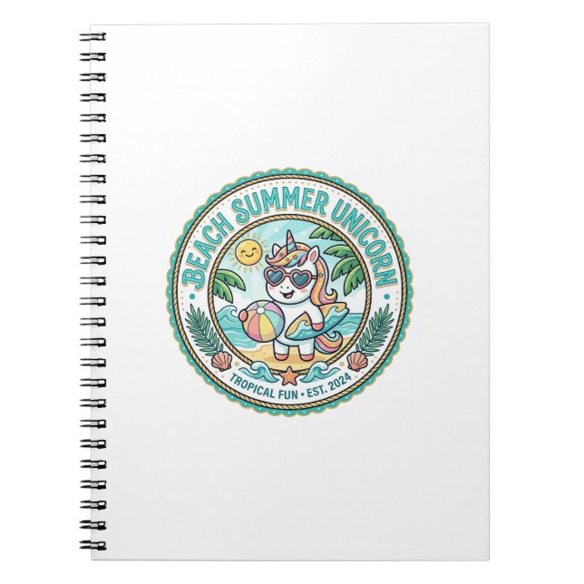 Unicorn Beach Summer Unicorn POD Ready Apparel Gra Notebook (Front)