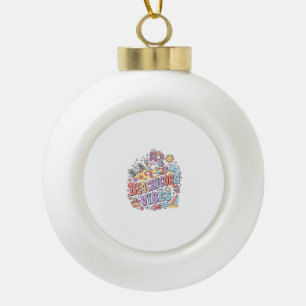 Unicorn Beachicorn Vibes Whimsical White Backgroun Ceramic Ball Christmas Ornament