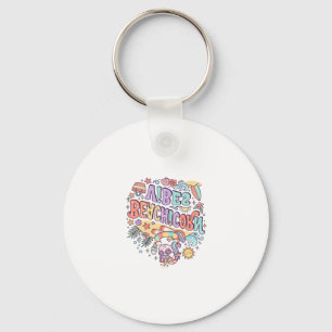 Unicorn Beachicorn Vibes Whimsical White Backgroun Keychain