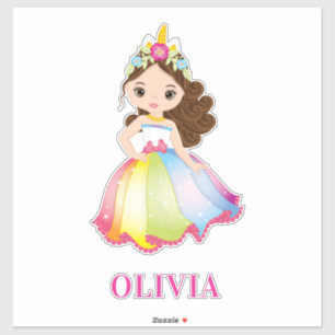 Unicorn Beautiful Girl in Rainbow Colours Sticker