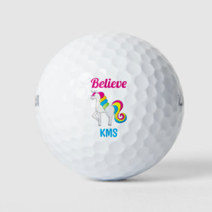 Unicorn Believe Monogram Initials Cute Golf Balls