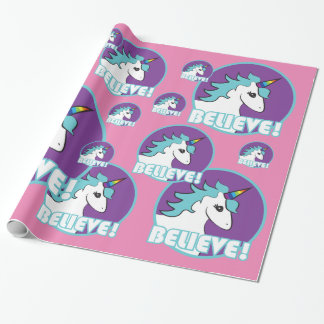 Unicorn "BELIEVE!" Wrapping Paper