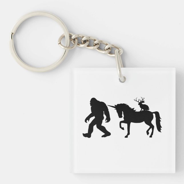 Unicorn, Bigfoot, Jackalope Keychain (Front)