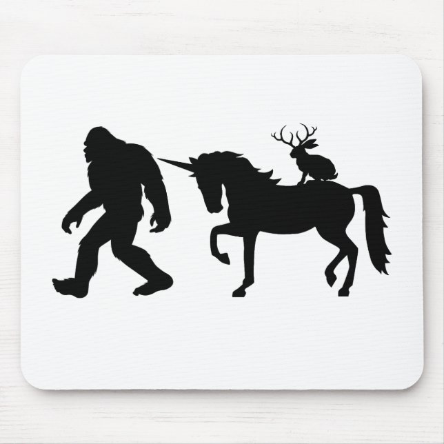 Unicorn, Bigfoot, Jackalope Mouse Pad (Front)